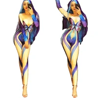 cosplay purple butterfly fairy women jumpsuit long sleeves mesh bodysuit nightclub dance show stage wear rave festival outfit