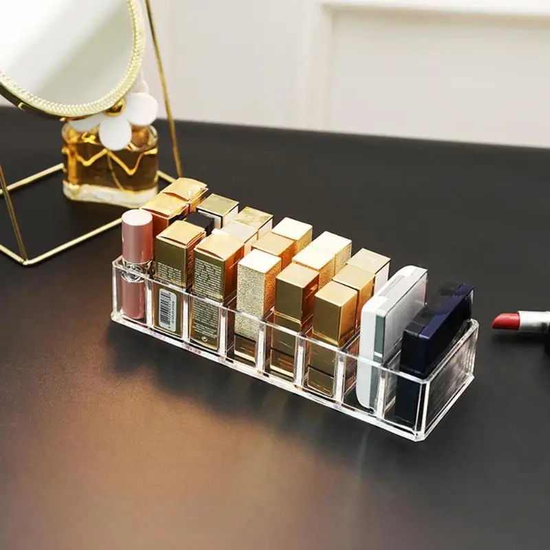 Прозрачная косметическая коробка для хранения 8 ячеек акриловая Женская пудра