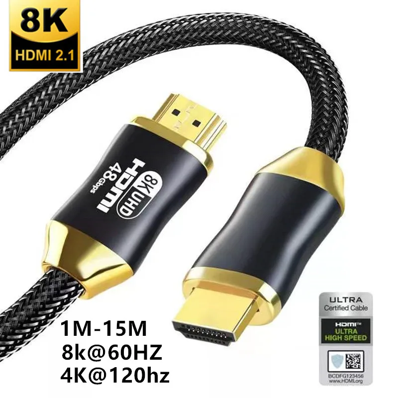

5m 10m 15m HDMI 2.1 Cable 8k 60hz 4k 120hz UHD HDR 48Gbps HDMI Cable Splitter for Xiaomi TV ps4 ps5 Projector Audio Video Cable