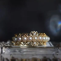 hoyon 14k yellow gold color full pearl ring for women jewelry fine bizuteria birthstone gemstone anillos denatural ring box