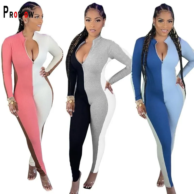 

Соблазнительные женские комбинезоны, цветной цельный Облегающий комбинезон в стиле пэчворк для женщин, новинка 2022, Клубные женские наряды ...