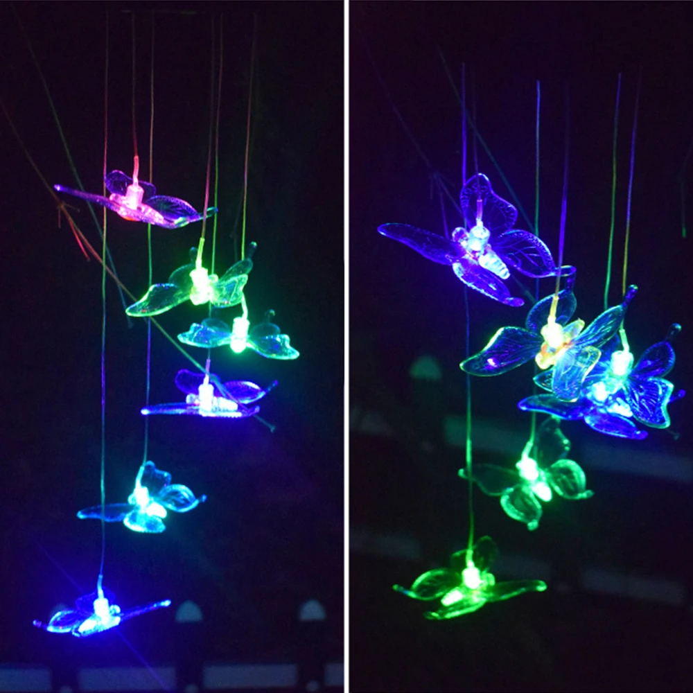 Лампа на солнечной энергии ветра сыпучий песок Цвет изменение бабочки СИД RGB