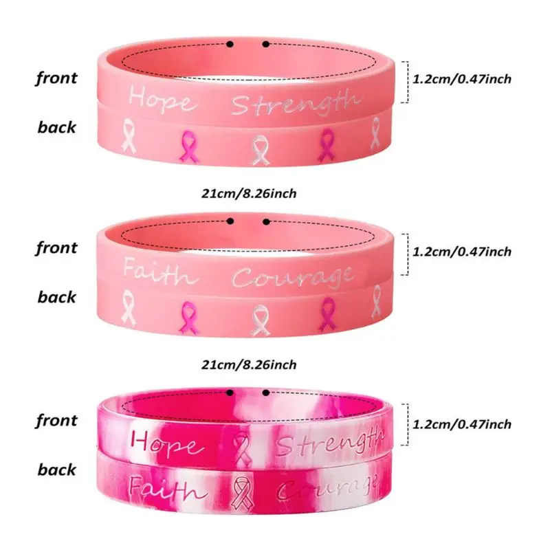 

Silicone Rubber Bracelet Wristband Hope Strength Faith Courage Adult Teens Bangle Sport Gifts