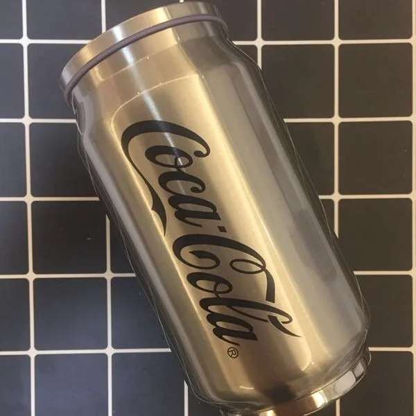 sliver cocacola Креативная модная термоизоляционная вакуумная колба из нержавеющей стали бутылка для напитков с соломенной щеткой термос герметичный на заказ - Цвет: sliver cocacola