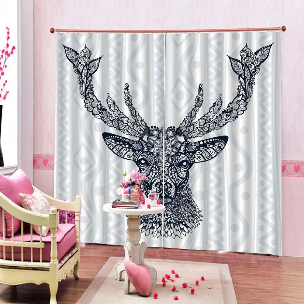 Шторы на окна с рисунком оленя в Европейском стиле роскошные стереоскопические