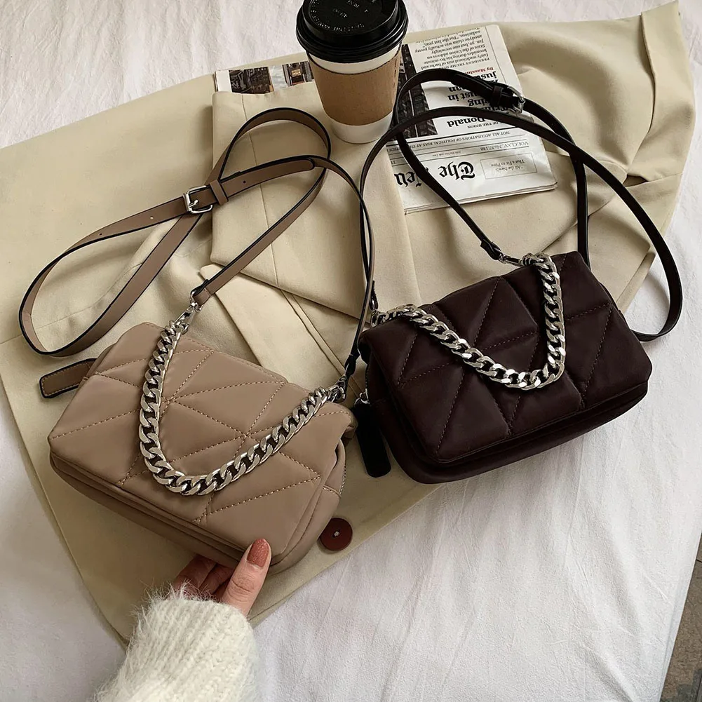 

Модные женские Оксфордские тканевые однотонные сумки через плечо с геометрическим рисунком, сумка на плечо, женские повседневные плотные м...