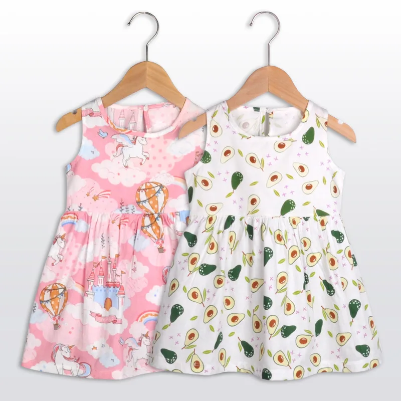 Children Dresses Kids Girl Sleeveless Flower Print Cotton and Linen Floral Dress 2020 Baby Spring Summer for Girls | Детская одежда и