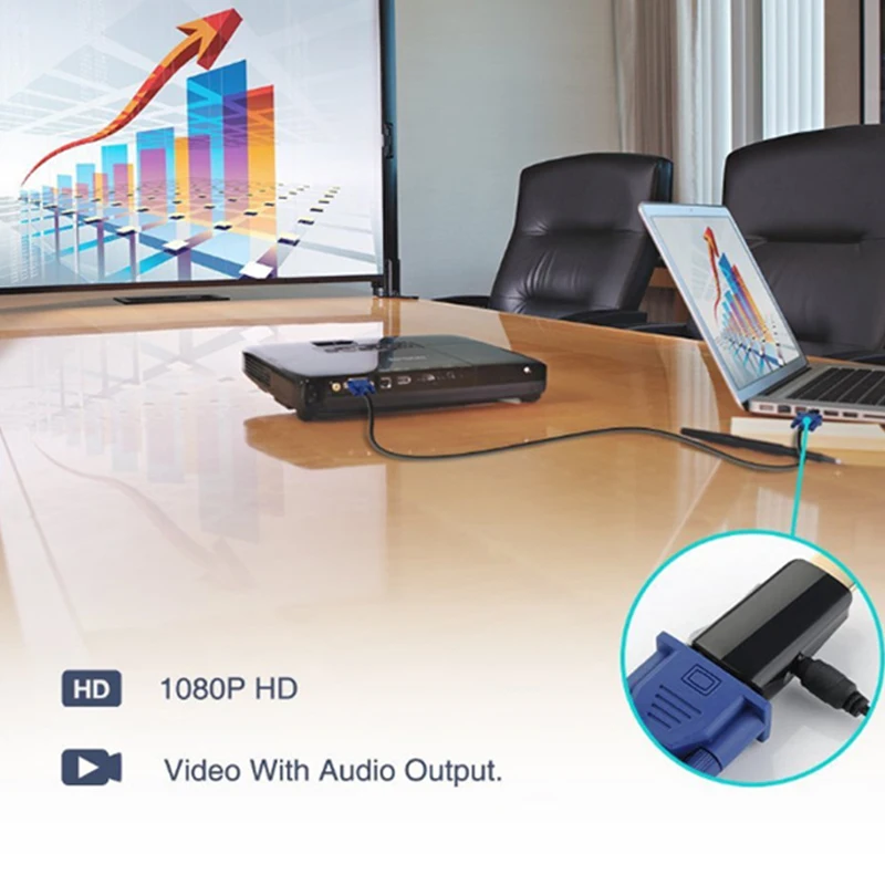 Адаптер HDMI совместимый со штекером на гнездо VGA преобразователь аудиокабеля FHD