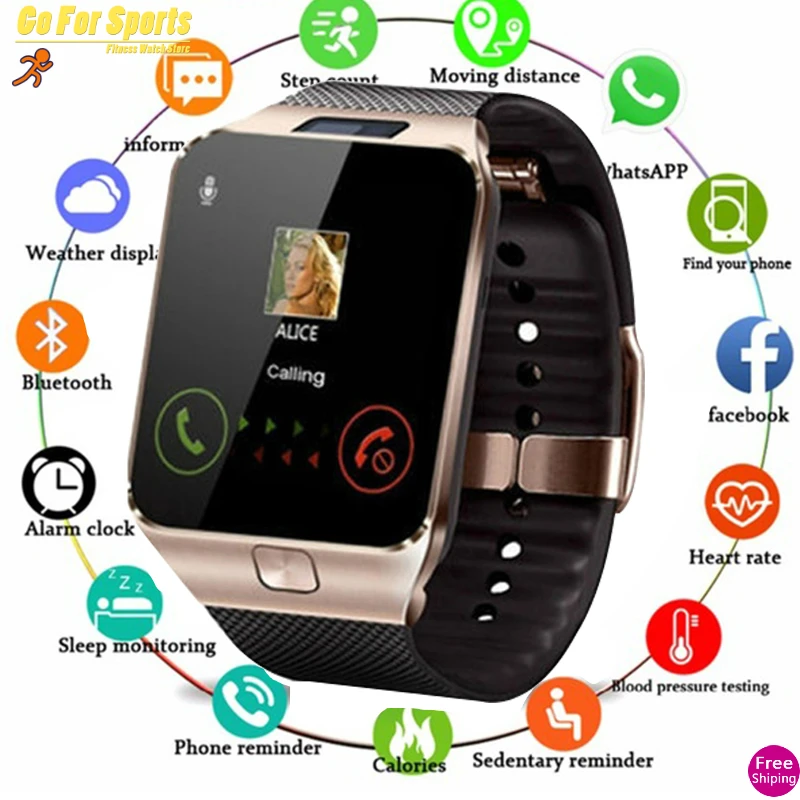 Bluetooth Смарт часы Smartwatch DZ09 Android телефонный звонок Relogio 2G GSM SIM TF карта камера для iPhone samsung HUAWEI PK GT08 A1 - Цвет: Золотой