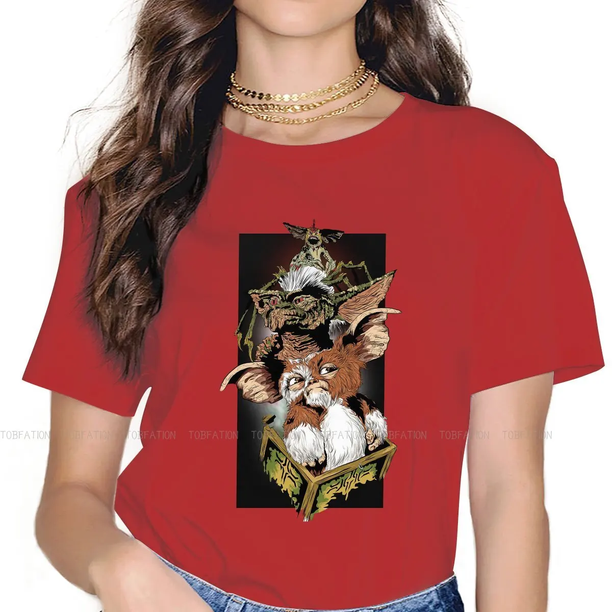 

Gizmo коробка с круглым вырезом Футболка Gremlins триллер фантазия фильм ткань Классическая футболка женская одежда модная пушистая