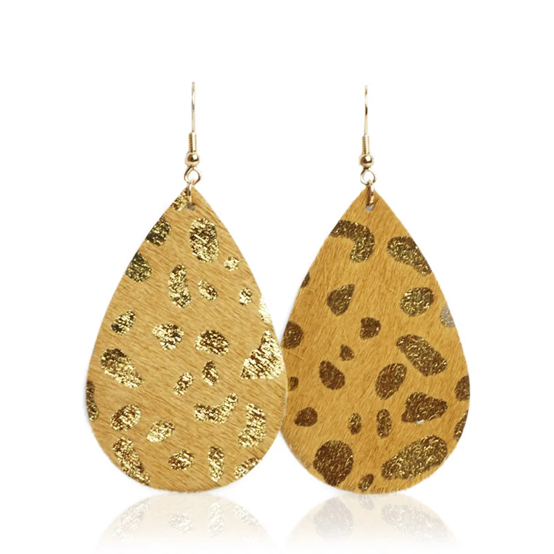 Женские леопардовые серьги M & G подвески с кожаными перьями модные ювелирные