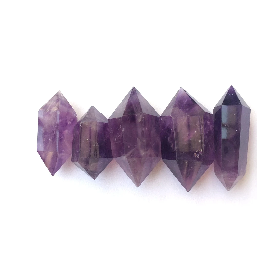 

5 pcs Amethyst Wand Natural Crystal Stone Prism Points Healing Double terminated Pillar For Yoga Meditation Gifts Decoration