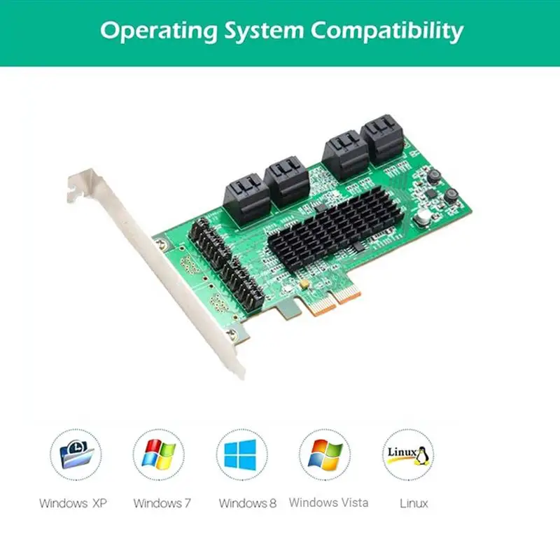 

8-Port PCI-E2.0 X1 To SATA3.0 Converter PCI SATA III Expresses Controller Adapter Expansion Card For PC Laptop For Win7/8 Linux