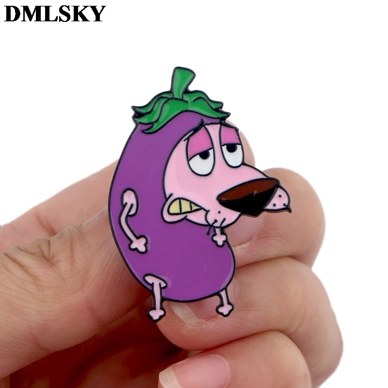 DMLSKY отвага трусливая собака мультфильм Металлические Булавки эмалированные Броши для женщин мужчин Нагрудный значок для рюкзака джинсовая булавка M2840