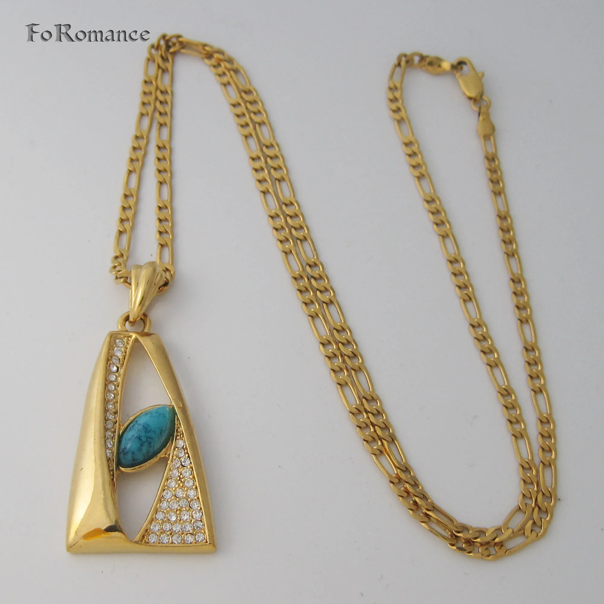 Foromans/желтое золото GP 24 &quotцепочка плетения Фигаро и форма пирамиды CZ камни