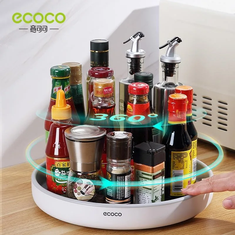 

360° Rotating Storage Rack Multifunctional Seasoning Organizer Shelf Oilproof Non-slip Kitchen Supplies Holder For Home 1021