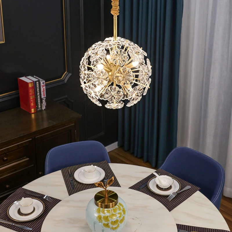 Bloem Круглый Люстра Creatieve прозрачная стеклянная потолочный Woonkamer Slaapkamer Bloemblaadje