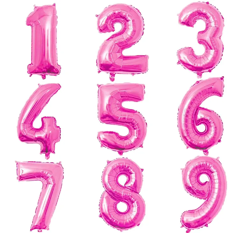 pink 16 32 дюймов Большой номер воздушные шары золото серебро розовый красный синий гелий воздушный шар из фольги цифра Globos С Днем Рождения Вечеринка свадьба воздушный шар - Цвет: pink