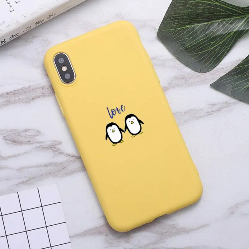 

penguin cute cartoon animal Phone Case Candy Color for iPhone 6 7 8 11 12 s mini pro X XS XR MAX Plus