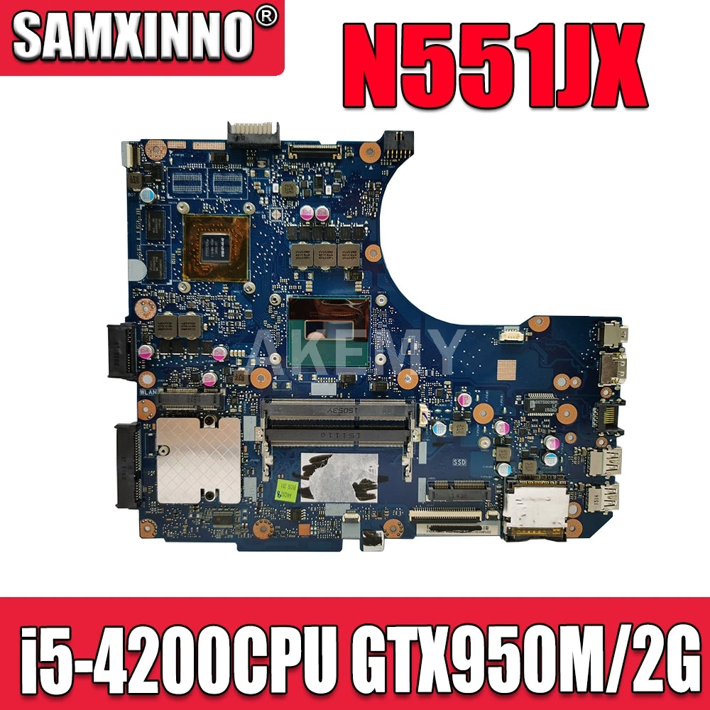 

N551JX/N551JK Motherboard i5-4200CPU GTX950M/2G For ASUS G551JX N551JX G551J N551J Laptop Motherboard N551JK Mainboard test 100%