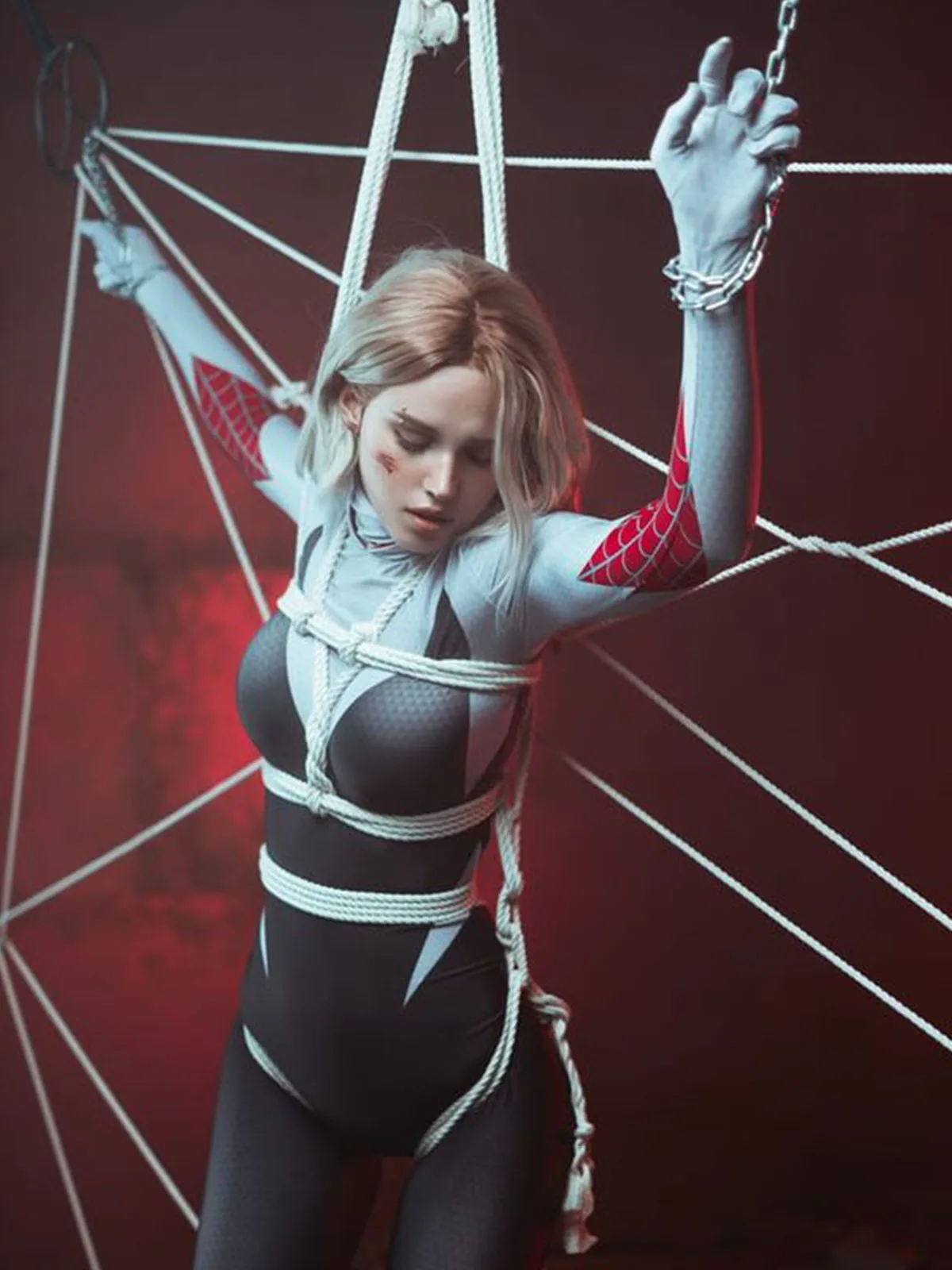 Женский костюм для косплея на Хэллоуин паук Гвен Стэйси Женское боди из