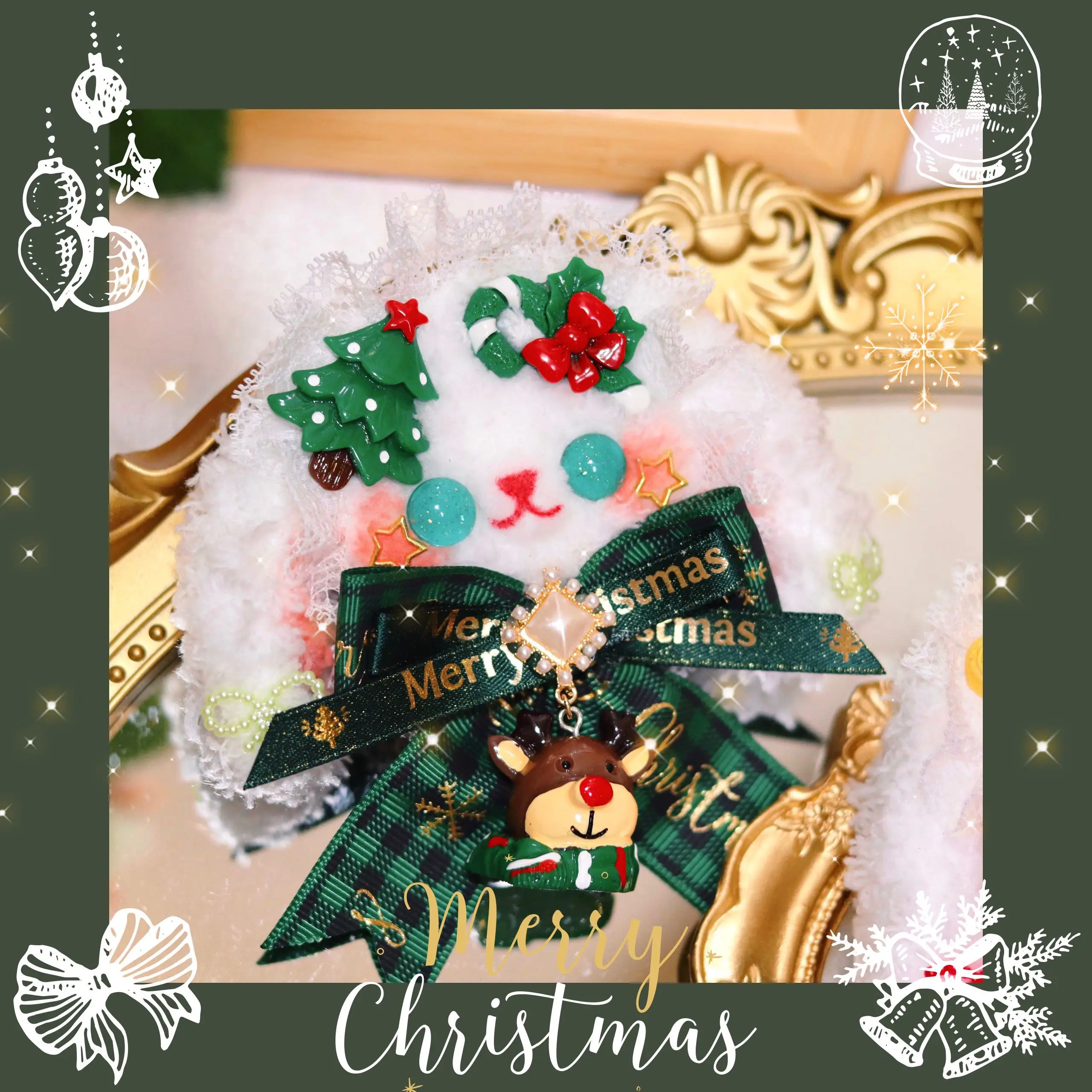 

Рождественская брошь в виде медведя, кролика, булавка и ручная работа, пушистые маленькие вещи для рождественских украшений, головной убор, снежинки, заколки для волос