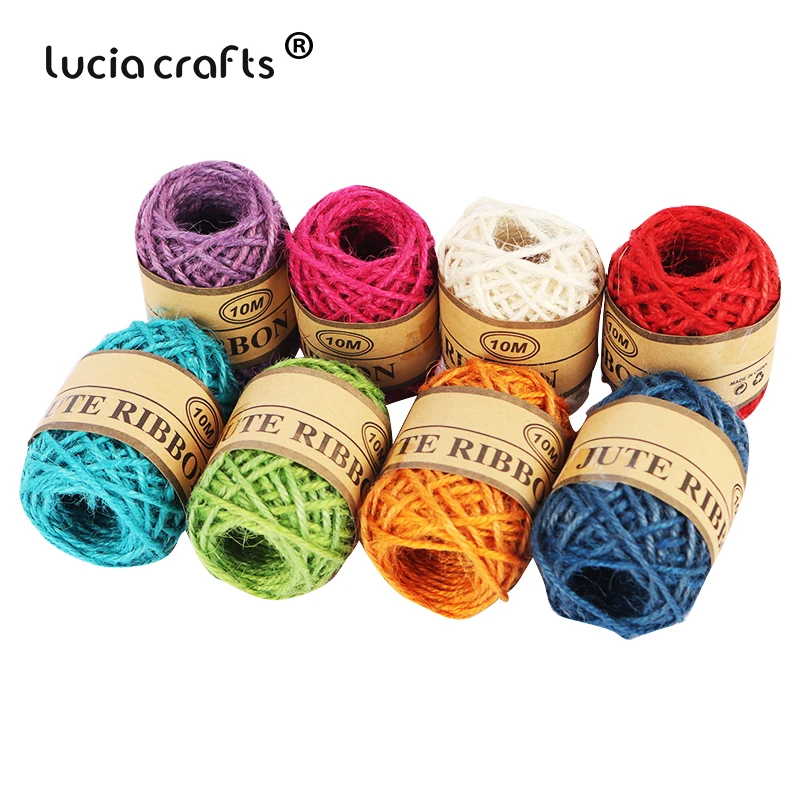 Lucia Crafts 8 рулонов 2 мм случайная пряжа джутовая DIY Ручная вязаная игрушка кукольный