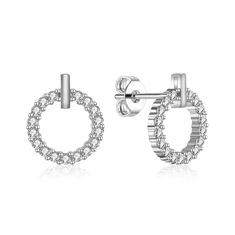 Женские серьги гвоздики с фианитами корейские элегантные в форме Креста