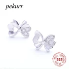 Pekurr, 925 пробы, серебро, большое полое сердце, крыло, циркон, Сережка-гвоздик в форме бабочки, хорошее ювелирное изделие, романтические подарки для девочек и детей