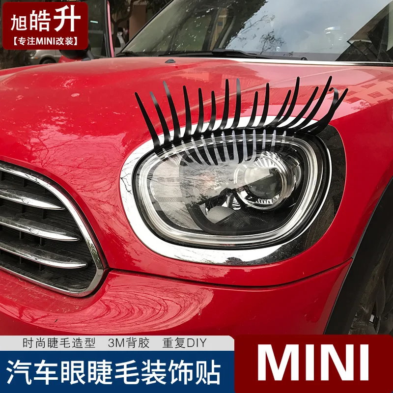 

1 Pair Fashion Cute Car Styling Stickers Black Eyelashes Vehicle Headlight Decorative Sticker for BMW MINI cooper one S+ Beetle