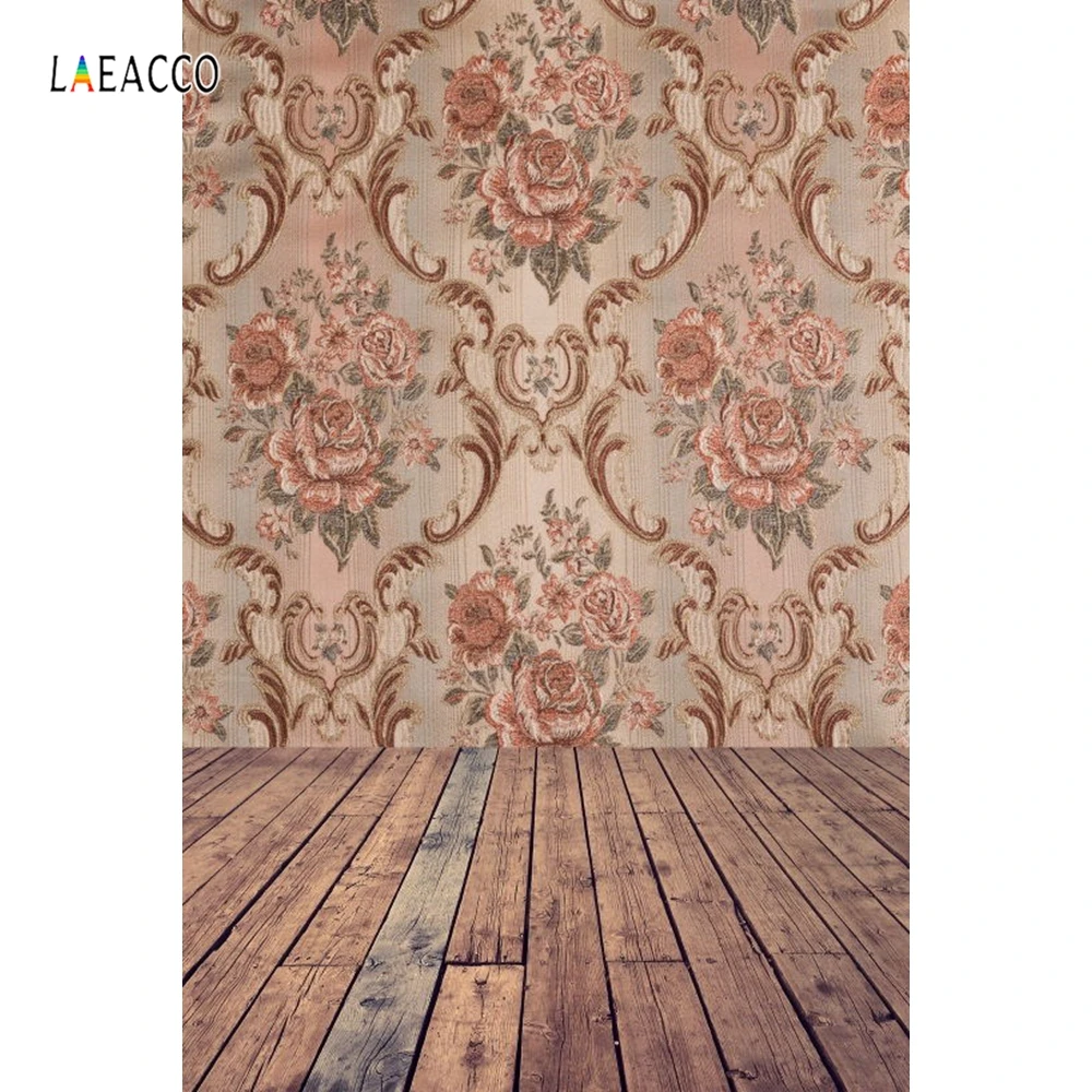 Laeacco винтажный дамасский узор деревянный пол ПОРТРЕТНАЯ ФОТОГРАФИЯ фоны индивидуальные фотографические фоны для фотостудии