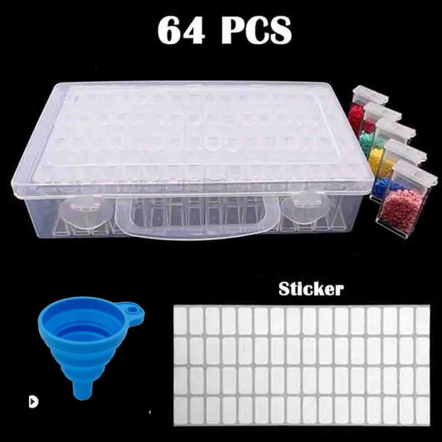 

64 Grid Dismountable diamond painting Accessories Diamond Embroidery Cases PP plastics Box Organizer Home Storage boxes