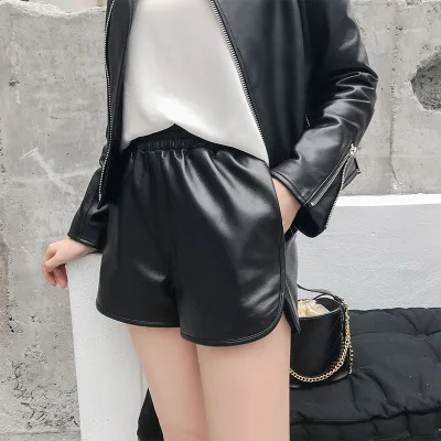 MESHARE New Fashion Real Genuine Sheep Leather Shorts R49