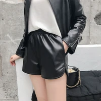 meshare new fashion real genuine sheep leather shorts r49