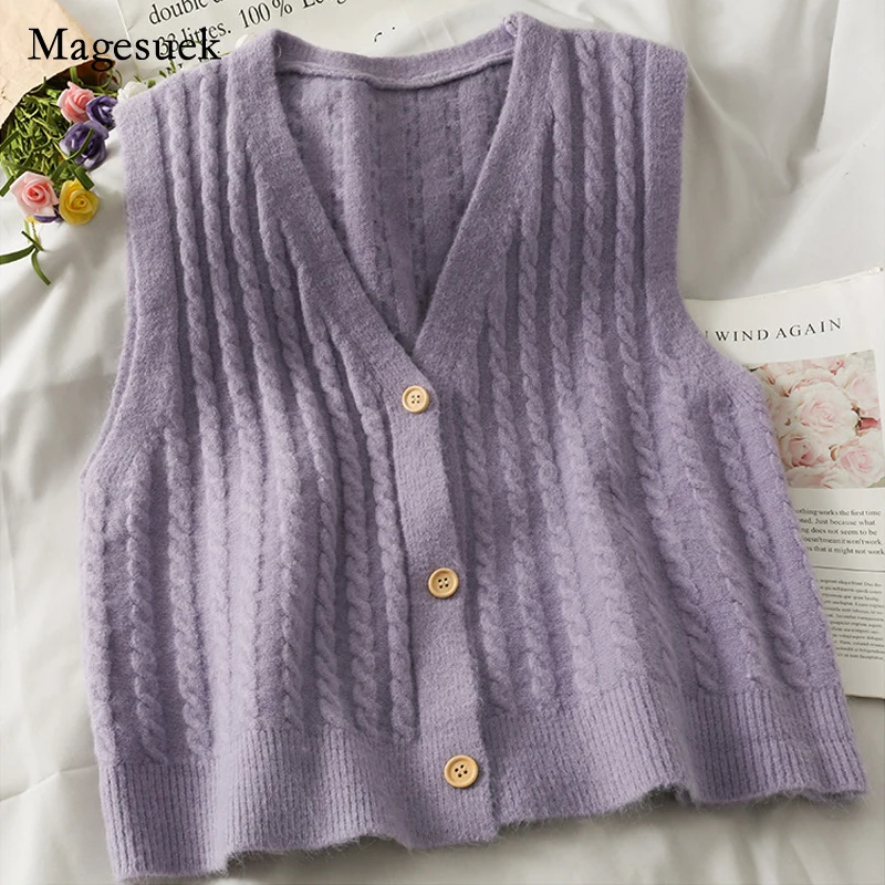 

Women's Loose Knit Vest Cardigan Spring Autumn 2021 New Knitted Sweaters Cardigan Solid V-neck Casual Female Sweater Coats 17345