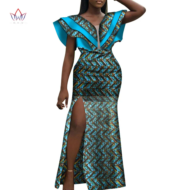 Женское платье с воском Bazin Riche длинное винтажное вечернее в стиле Дашики принтом