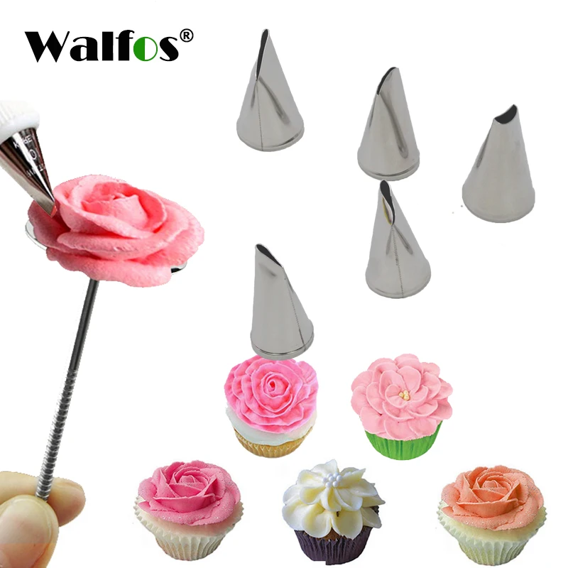 

WALFOS 5pcs Icing Pipe Nozzle Set Cream Pointed Cake Decorating Tools Fondant Cake Cream Cupcake Tips Sugarcraft Kitchen Gadgets