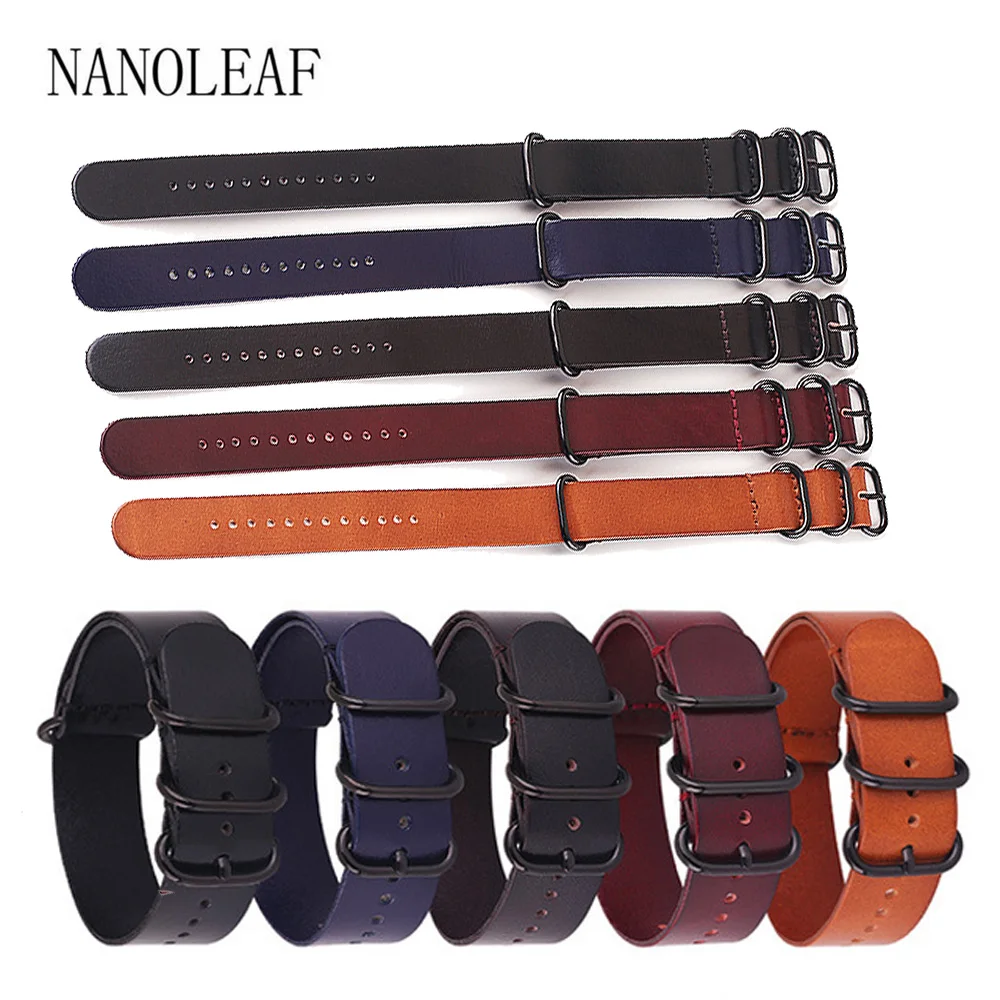 Ремешок кожаный для наручных часов NATO ZULU Style многослойный браслет из воловьей