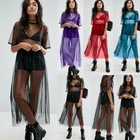 Сексуальная футболка, женские черные сетчатые Прозрачные топы, прозрачные длинные рубашки, повседневные свободные футболки, Прозрачные топы с длинным рукавом