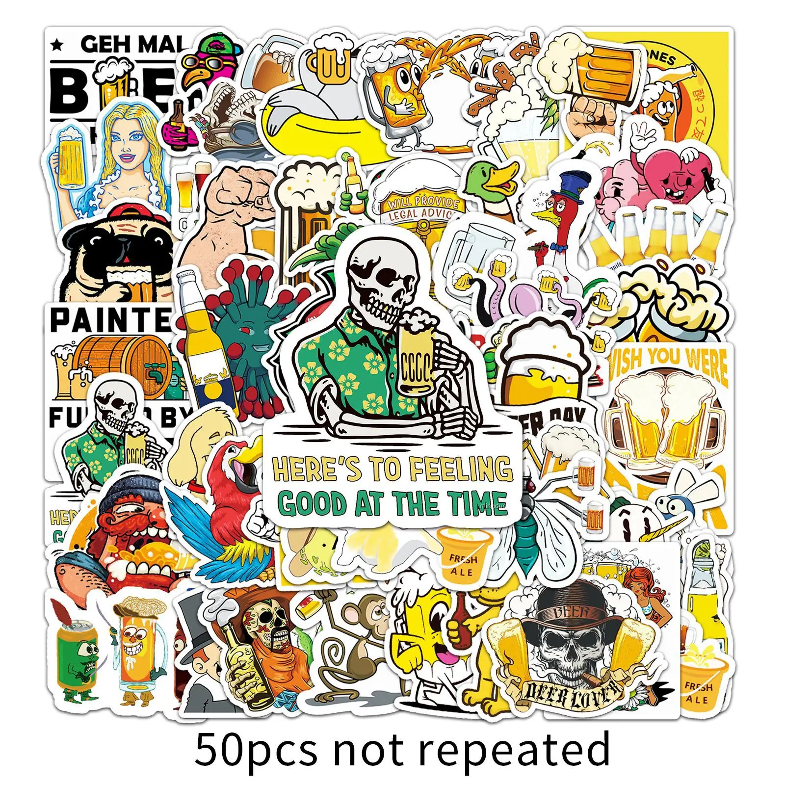 

10/30/50pcs Beer Trend Creativity Graffiti Stickers Waterproof Skateboard Bicycle Guitar Laptop Kids Stikers Toys Gift