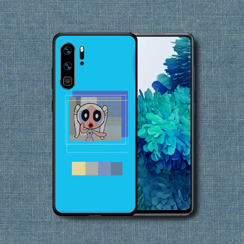 

Powerpuff Girl Cartoon Cute Phone Case For Huawei P Mate Smart 10 20 30 40 Lite Z 2019 Pro black Cover Pretty Waterproof