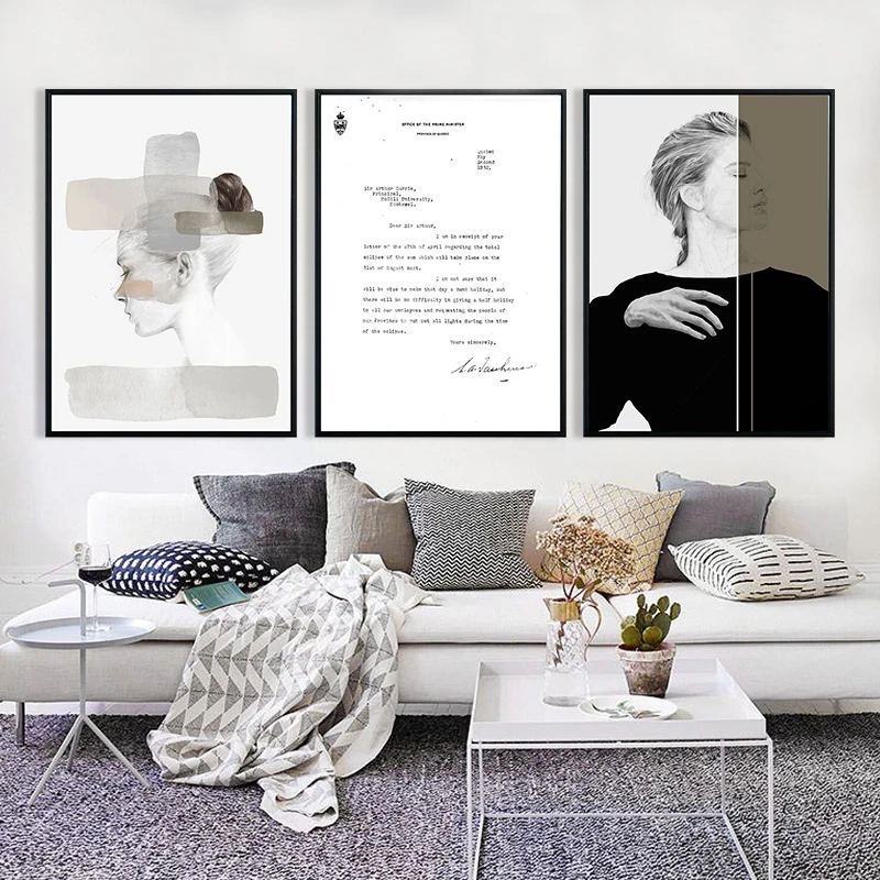 Скандинавская абстрактная черная женщина картина маслом на холсте плакаты и