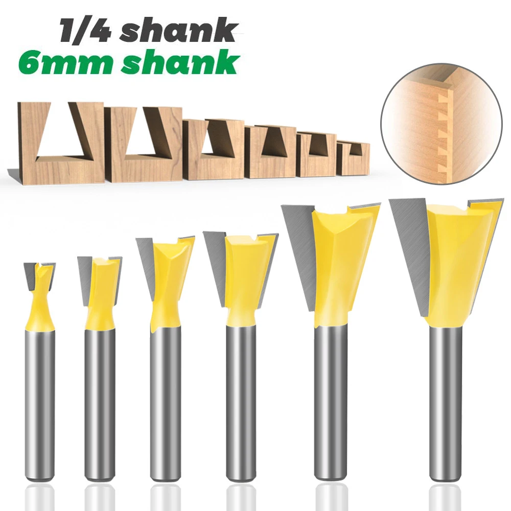 

1 pcs 6mm Shank 1/4 dovertail milling cutters Joint Router Bits Set 14 Degree Woodworking Engraving Bit Milling Cutter for Wood
