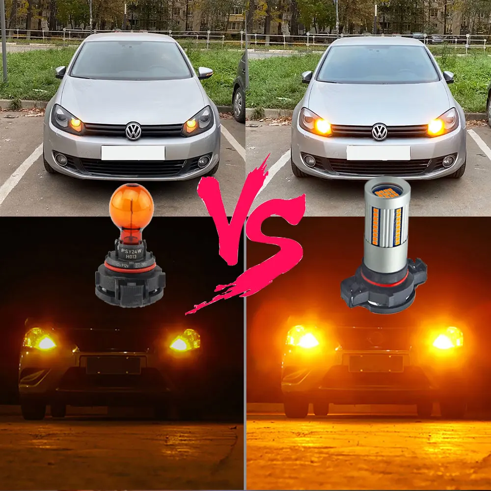 Светодиодные поворотники PSY24W 2 шт. лампы янтарного и желтого цвета Canbus бесплатно