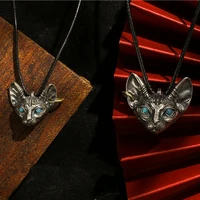 vintage silver plated sphink cat couple necklace for men women punk cat necklace gothic lovers necklace fashion jewelry gifts