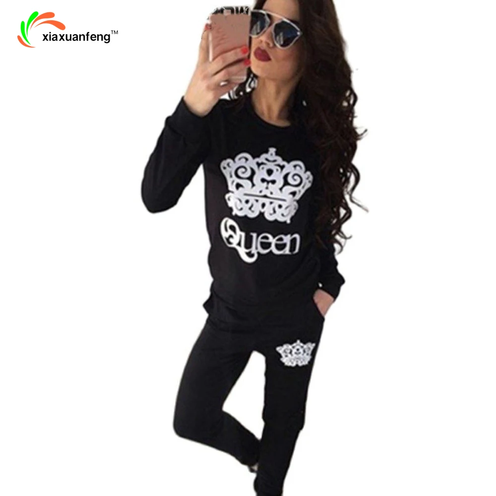

Xiaxuanfeng Autumn Winter Two Piece Set Women Fashion Long Sleeve Letters Sweatshirt+long Pants Outfits Loose Clothing