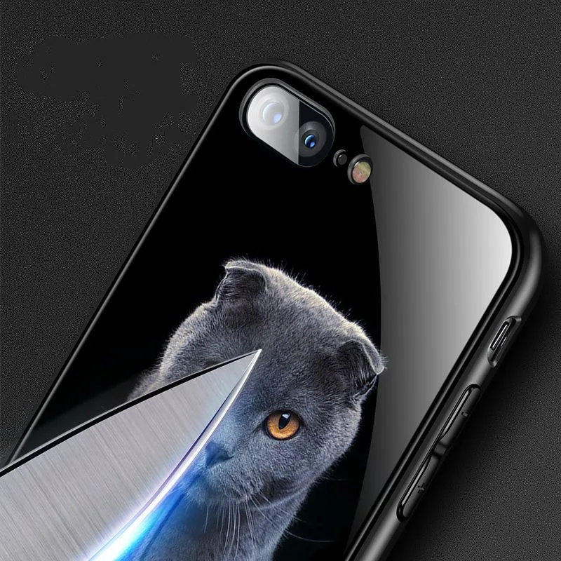 Для iphone 5 6 7Plus чехол милый с кошками животными печати ТПУ + тонкое закалённое