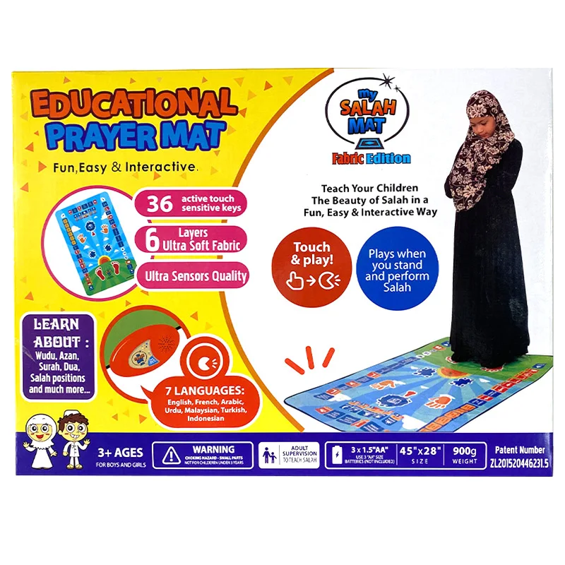 

Children Educational Prayer Mat Islamic Muslim Electronic Interactive Prayer Rug Carpet Worship Musallah Digital Speaker Blanket