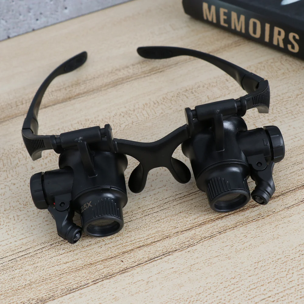 

10X 15X 20X 25X Double Eye Jeweler Watch Repair Magnifying Glasses with Light Loupe Jeweler Magnifying Glasses Tool Set