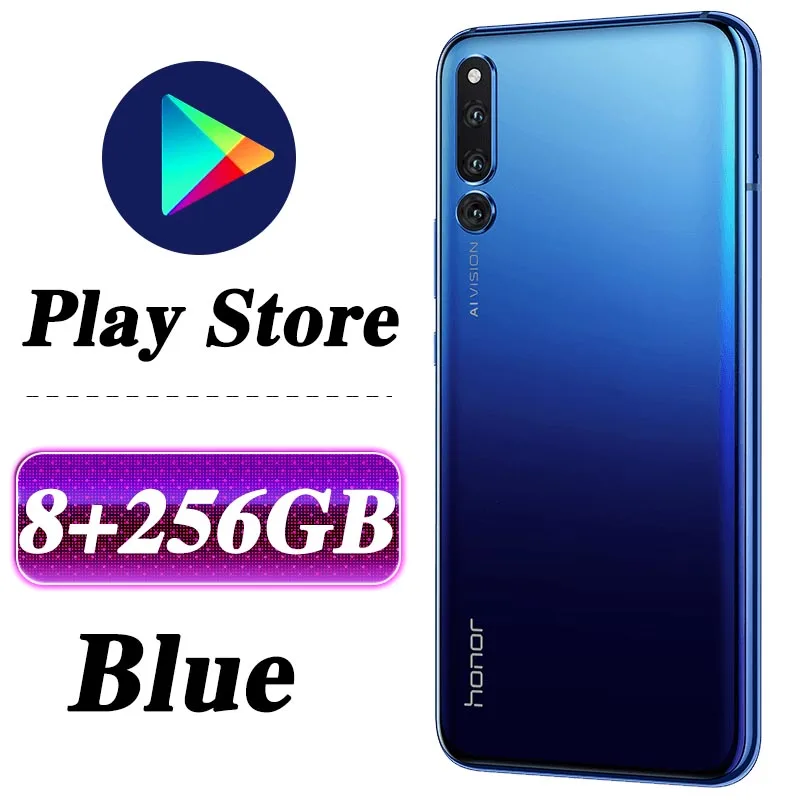 HONOR Magic 2, мобильный телефон, 6,39 дюймов, 8 ГБ, 128 ГБ, Kirin 980, четыре ядра, Android 9,0, In-Sceen, отпечаток пальца - Цвет: 8G 256G Blue